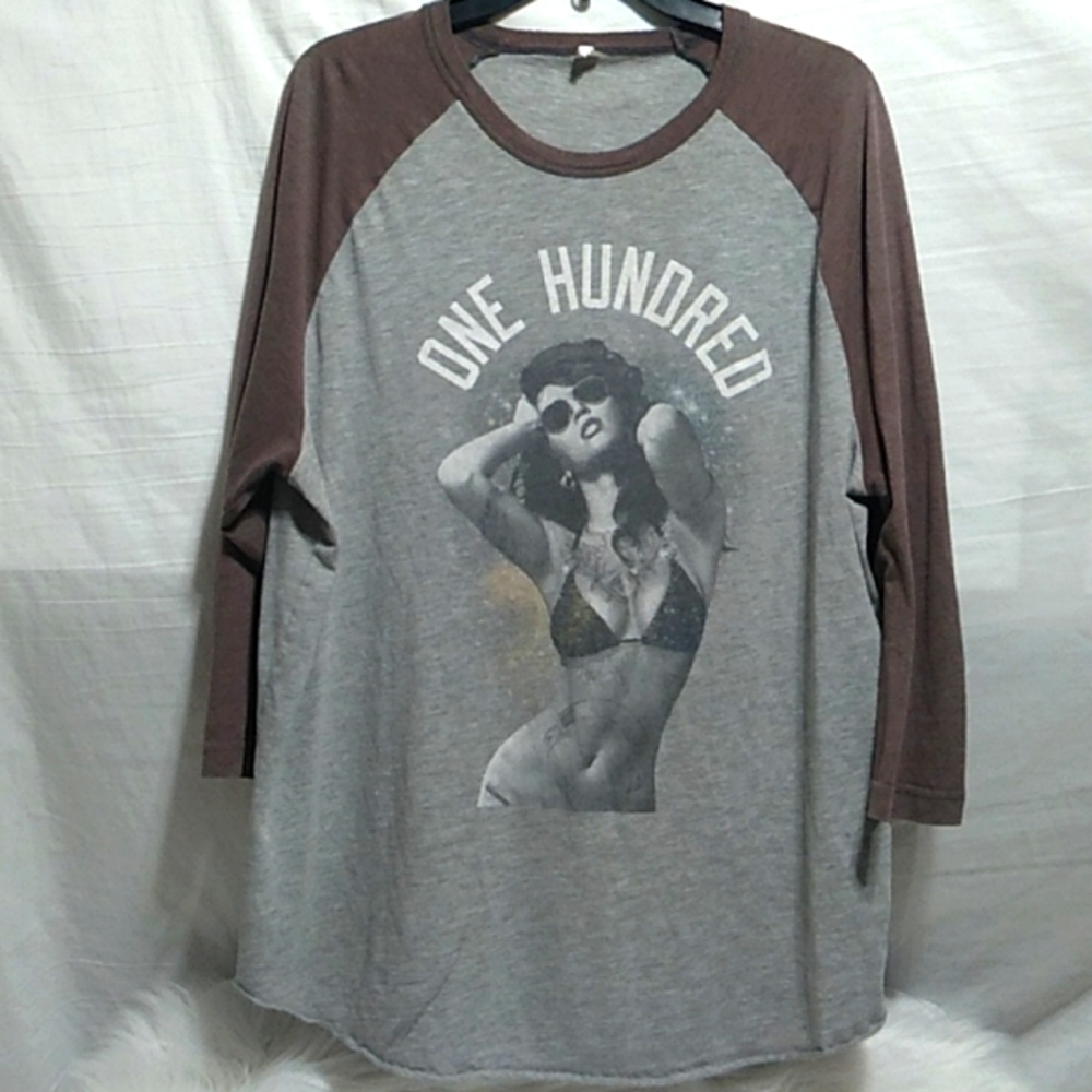 SALE! RARE!! One Hundred Vintage Raglan Top Tattooed Lady XL Has Wash Wear